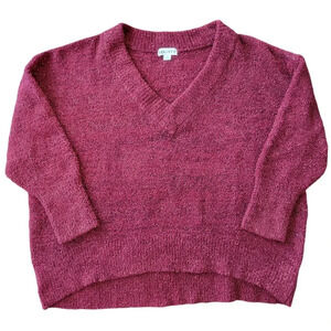 Ava & Viv Deep Red/Maroon Metallic Shimmer V-neck Sweater Women 3X